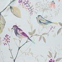 Vista 193 de VOGOL Cenefas con patrón de pájaros para ventanas de cocina, cenefa texturizada de lino con estampado floral y pájaros para ventanas pequeñas