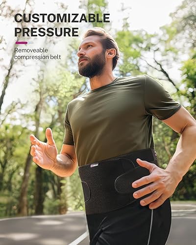 Miniatura 6 de Cinturón de hernia umbilical frontal, unisex, almohadilla de soporte para hernia en forma de cúpula 3D, ajustable con almohadillas extraíbles y