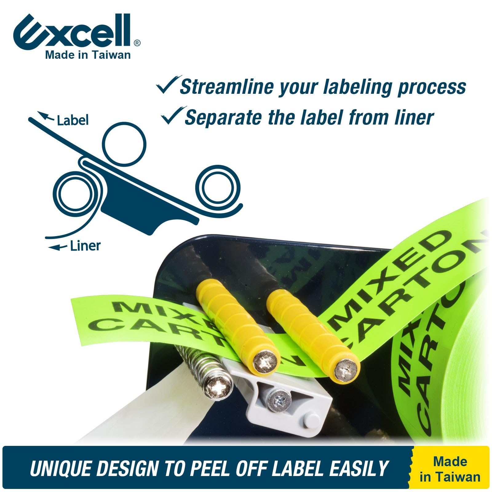 Excell Dispenser manuale per etichette da tavolo (larghezza 77 mm) Dispenser porta rotolo adesivo regolabile per casa, ufficio, negozi al dettaglio e magazzini Forniture di spedizione(7,6 cm)