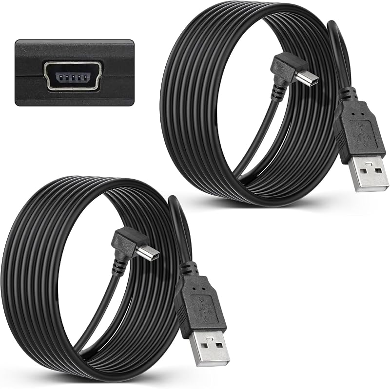 Anina 2Pcs Charging Cable for Garmin GPS - 6.56 Ft Mini USB Car Charger Power Cord - Compatible with Garmin Zumo and Nuvi GPS Navigators