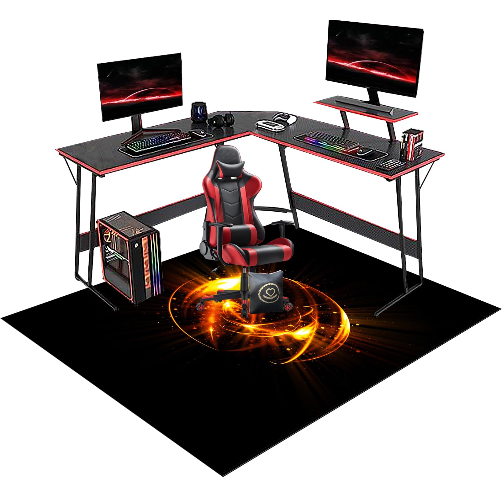 RxiBeFuw Gaming Chair Mat Non-Slip Protective, Office Chair Mats for Parquet, Office Carpet Protector Chair Mat, Floor Protector for Office Chair, Office Chair Mat for Hardwood Floor 60 x 90 cm