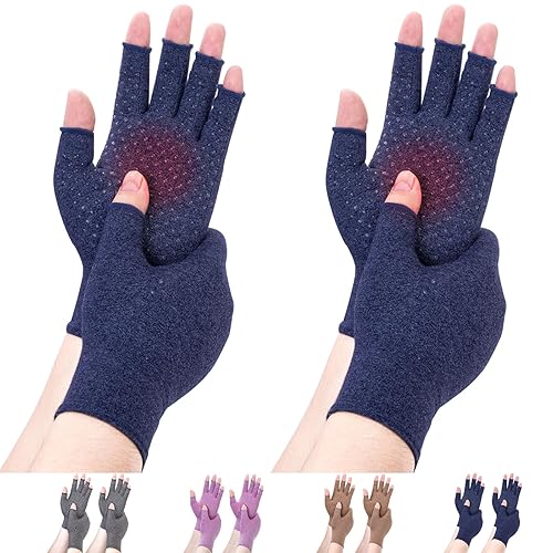 DRNAIETY 2 pares de guantes de compresión para artritis, para mujeres y hombres, para artritis de mano, guantes antideslizantes de pegamento para el