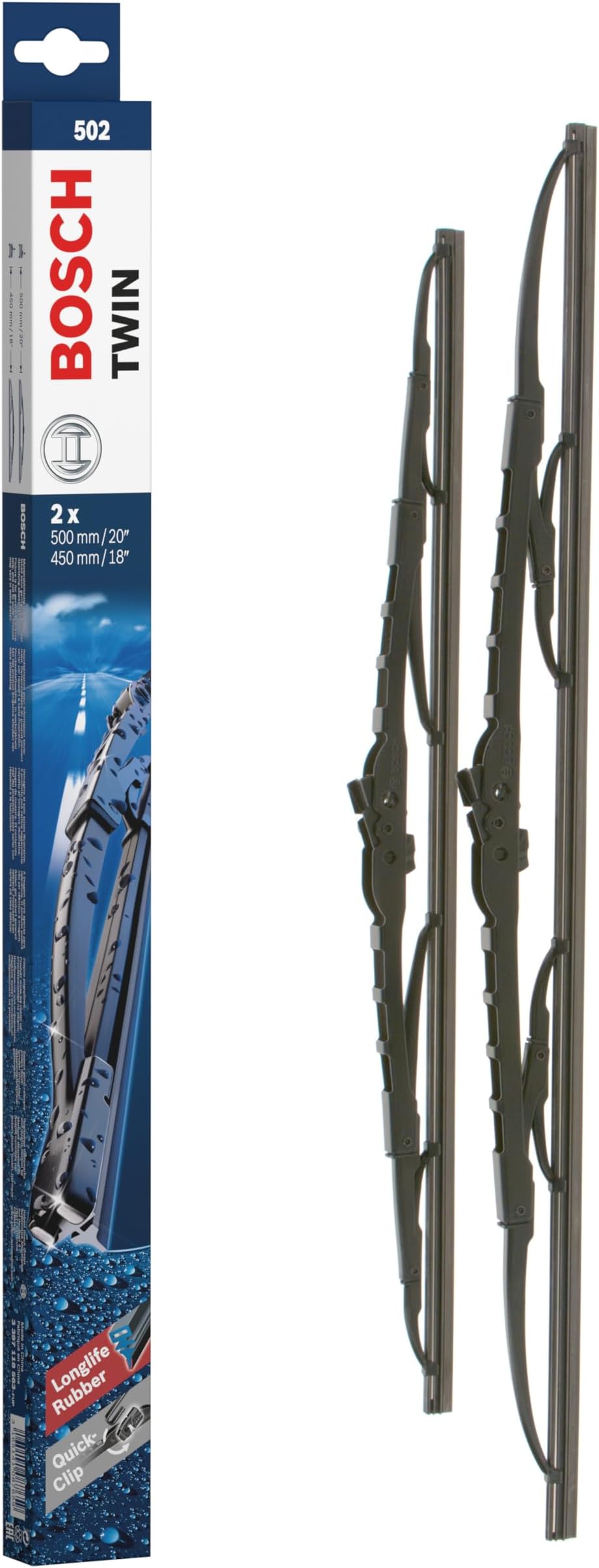 Essuie-glaces Bosch Twin 534 - Longueur : 530/380 Mm - Jeu De Balais D Essuie Glace Pour