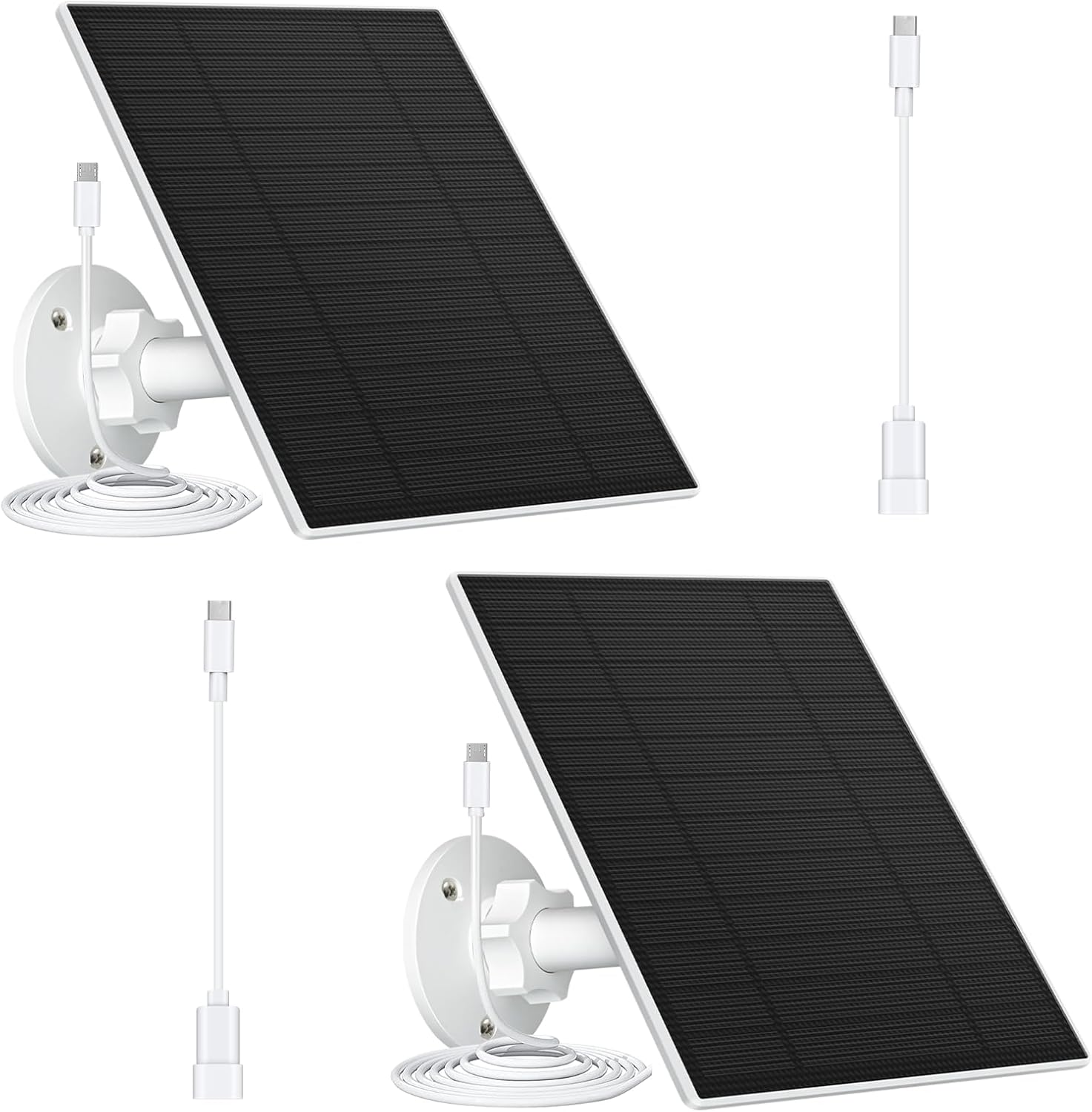 Solar Panel for eufy Camera,6W Solar Panel for Eufy E,2C/2C Pro,2/2Pro,E20/E40,Solo,SoloCam Spotlight,IP65 Waterproof USB-C Solar Panel Charger for Eufy with Micro USB Connector (2 Pack)
