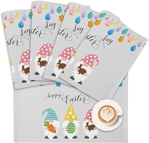 Vista 863 de Juego de 6 manteles individuales rojos para el día de San Valentín, diseño de corazón de San Valentín, resistentes al calor, lavables, manteles