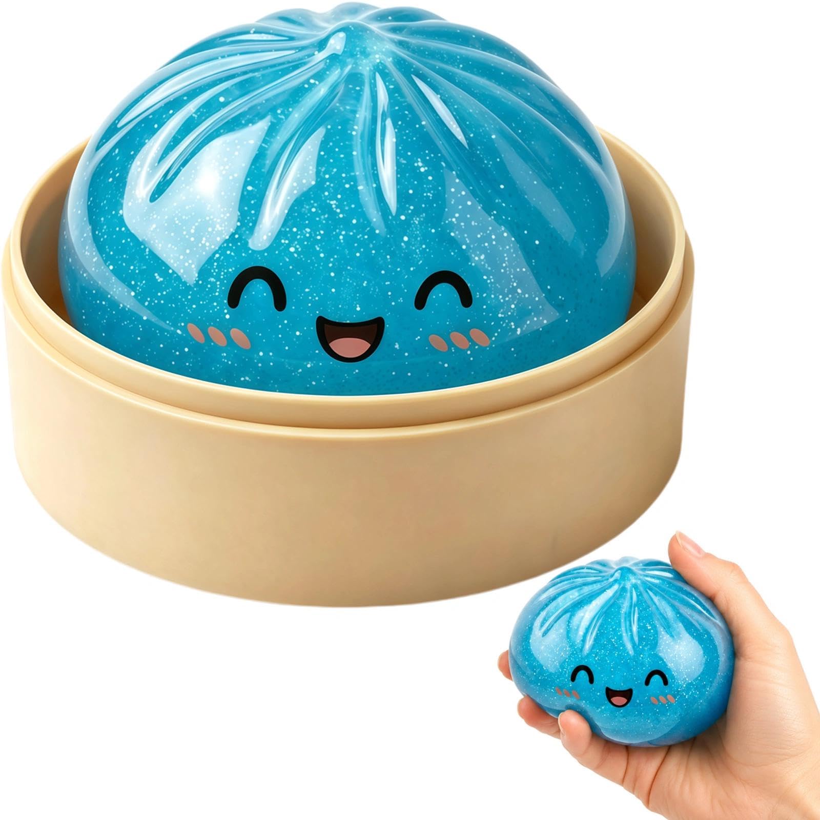 Dumpling Squishy, Glitter Transparent Light Blue Dumpling Decor, Giant Slow Rebound Simulation Ornament, Portable Relaxation Desktop Display & Daily Leisure Decor — image 1