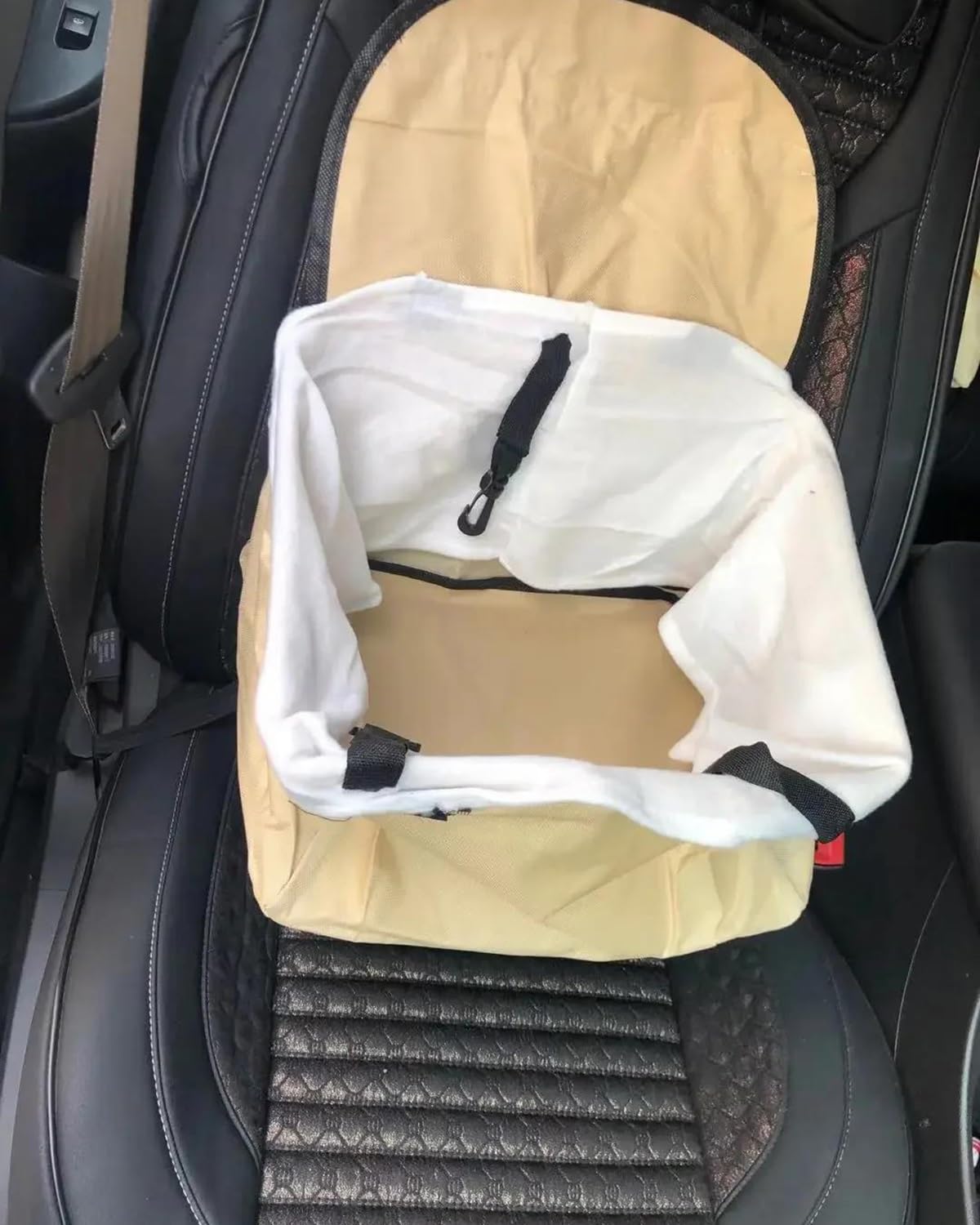 Asiento de Coche para Perros, Asiento de Coche for Perros y Gatos, Caja Transporte portátil for pequeños, Accesorios for Mascotas montados en el(Beige)