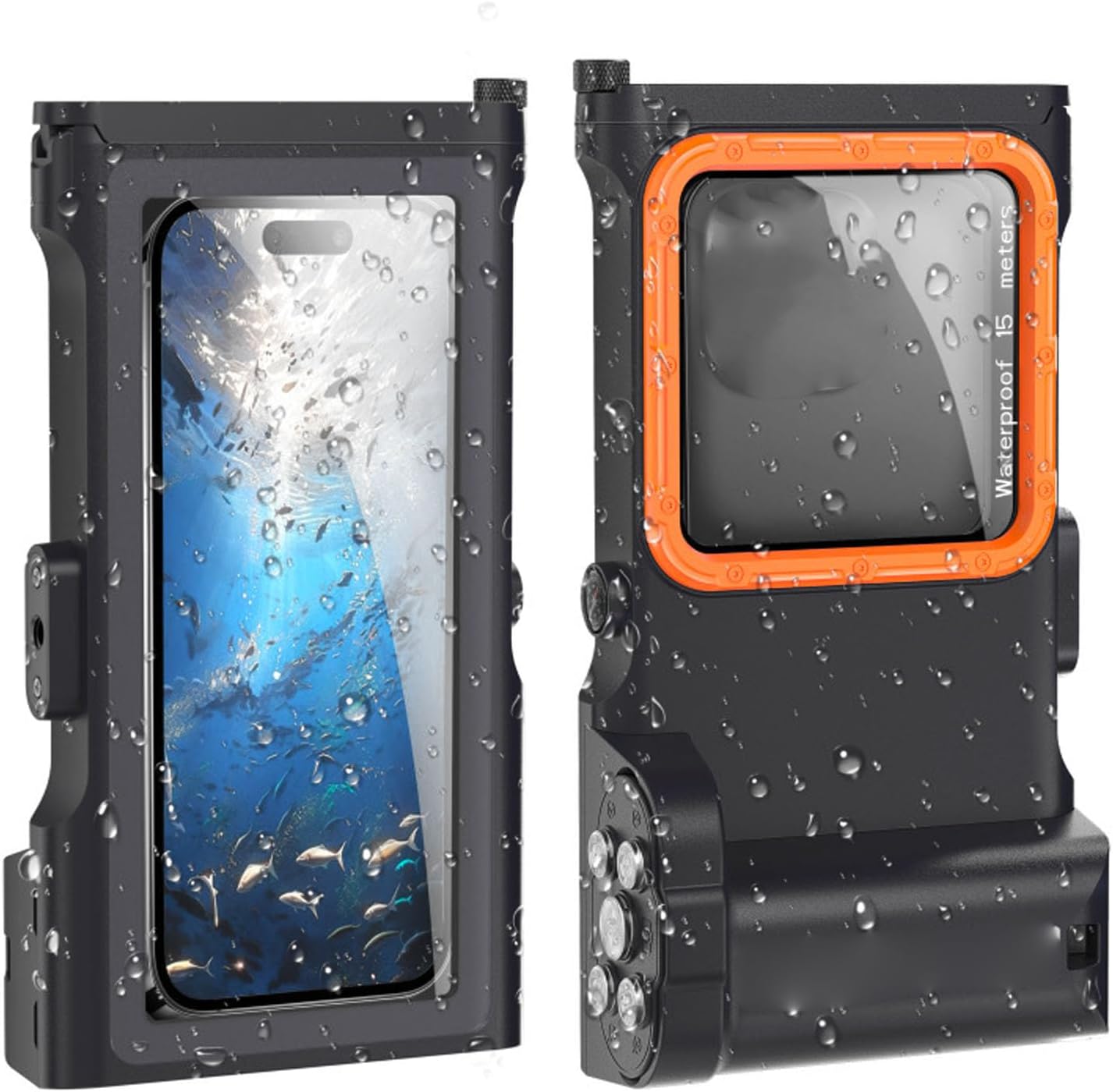 EBTOOLS IP68 Water Proof Phone Case, 15m/50ft Underwater Pressure Testing Professional Sealed Design for Scuba Diving Snorkeling Swimming, with Bluetooth (Blue Orange)