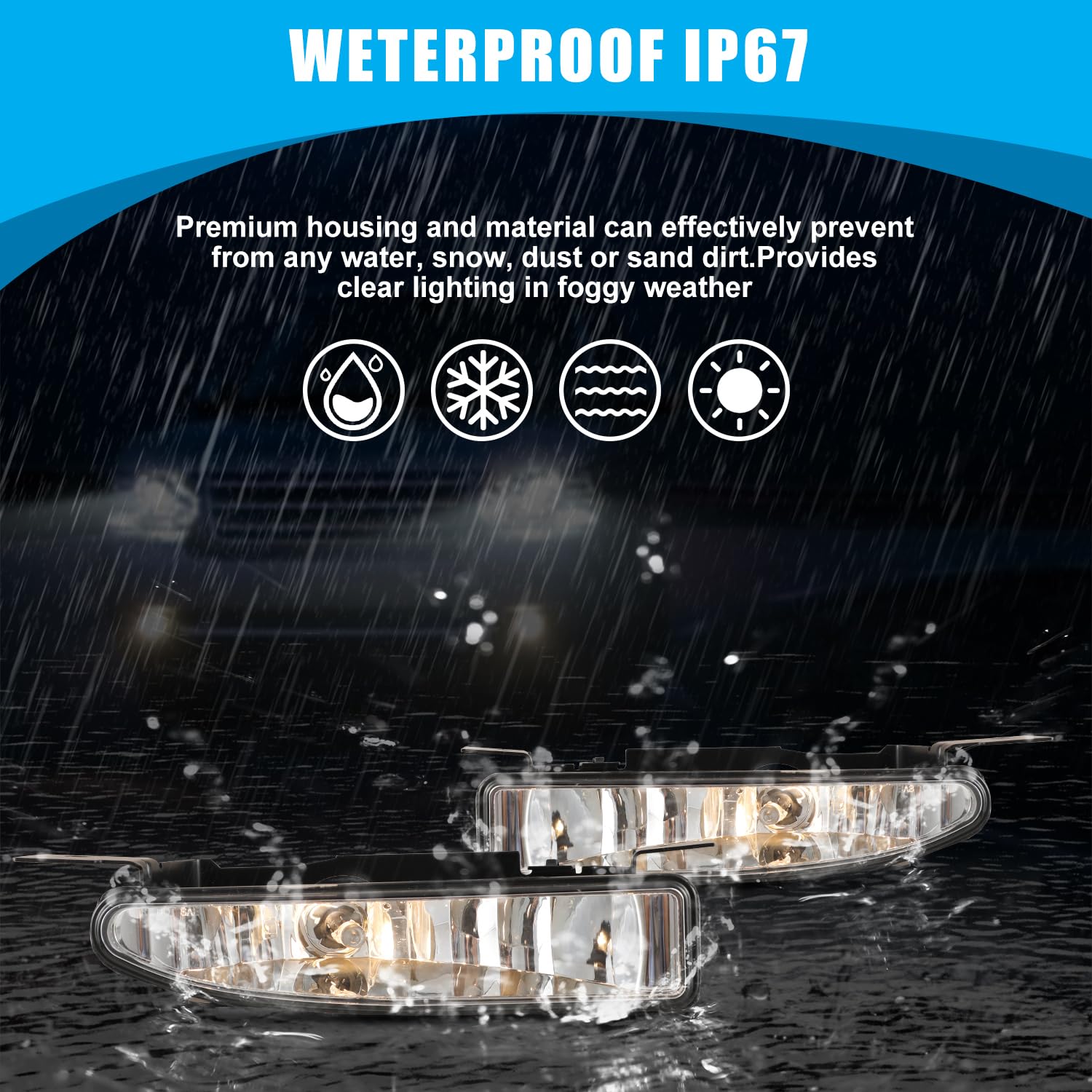 CPW OEM Fog Lights Assembly Fit For 1997-2004 Buick Regal, Driver & Passenger Driving Fog Lamps Fit For 1997-2005 Buick Century, 1 Pair Fog lights with 893 Halogen Bulbs (Black Housing Clear Lens)