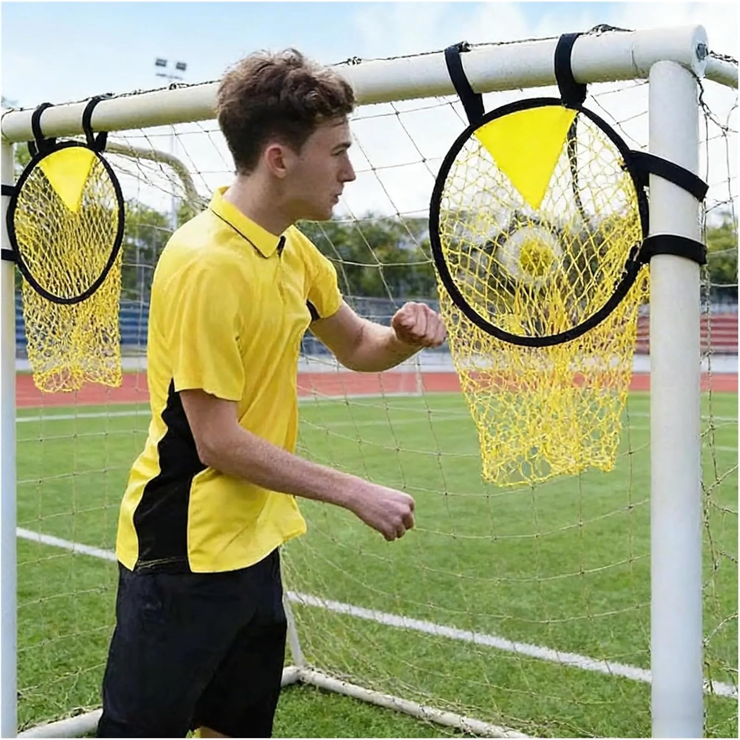 Elastic Kids Soccer Net Anti-Tangling Training Goal Easy Setup Football Post for Teens, Practice in Garden & Backyard