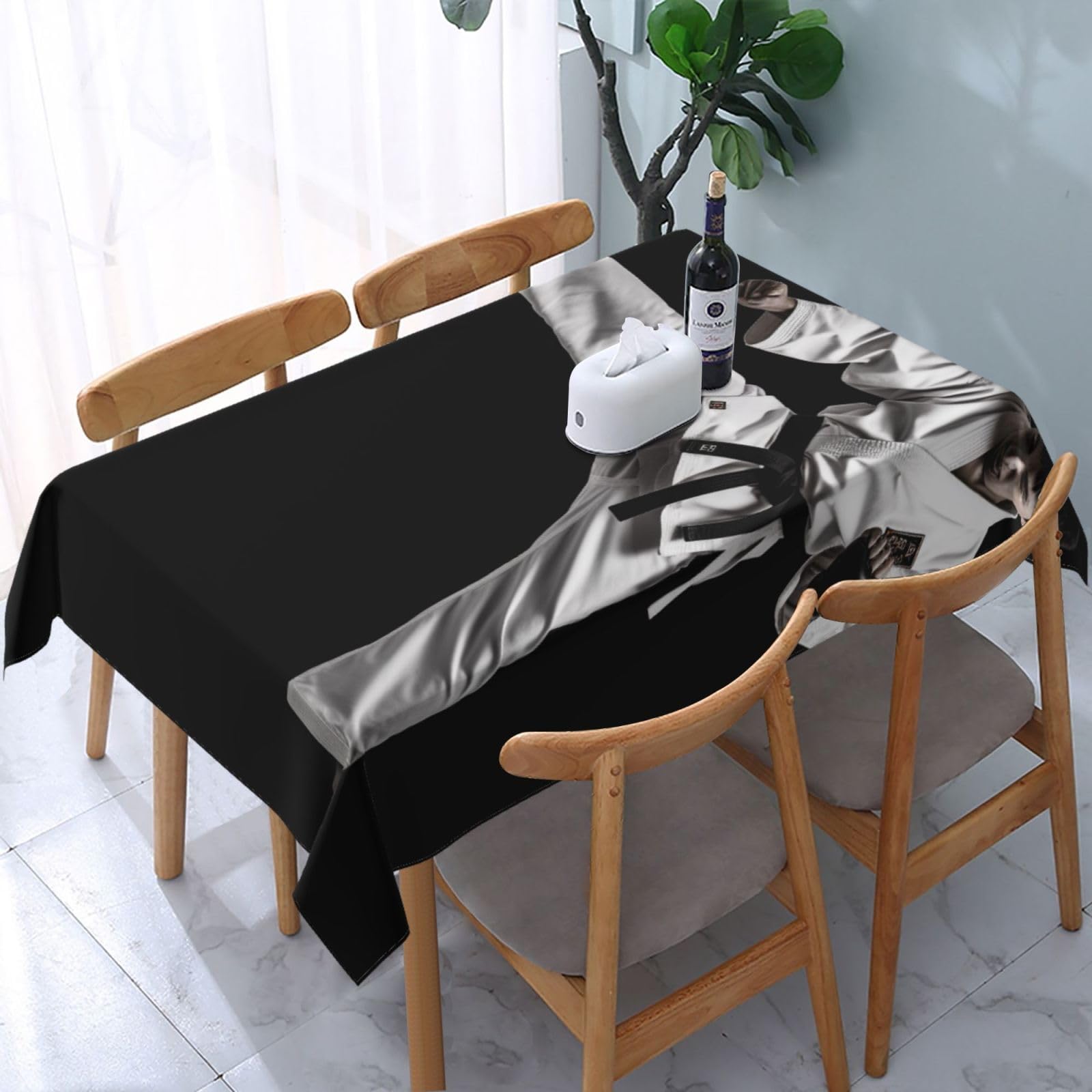 WPKJU Taekwondo Martial Arts Printed Tablecloth Water Resistant Table Cover Washable Rectangle Table Cloth for Tables 54x72 in