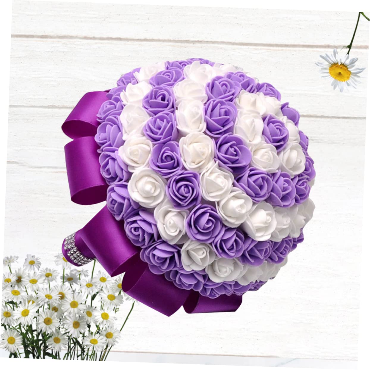 ABOOFAN 2 STK Braut Blumenstrauß hochzeitsdeko Wedding Bouquet Brautjungfer wirft Blumenstrauß Rosenstrauß Hochzeitsstrauß für die Braut Handheld schmücken Brosche Violett
