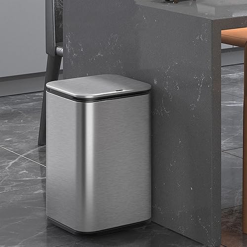 Miniatura 9 de HASMI Garbage Can Smart Trash Can Stainless Steel Automatic Induction Trash Can with Lid 12L Square Kitchen Trash Can, Soft and Gentle OpenClose Lid