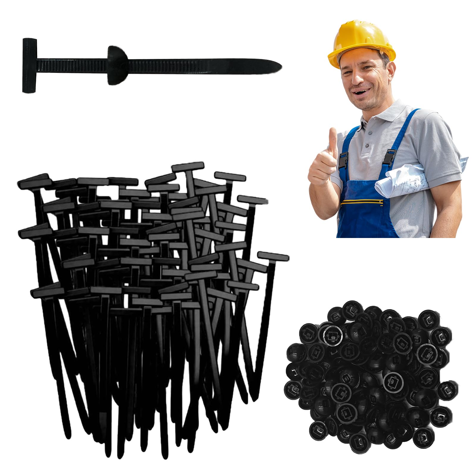 200Pcs Nylon Cable Tie Buckle with Pin & Button | Nylon Zip Ties Holder