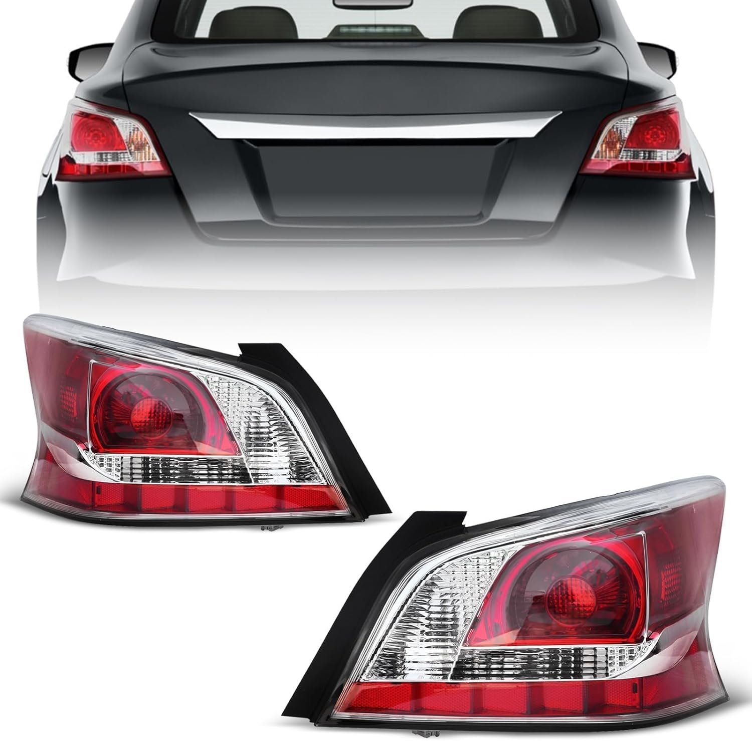 Tail Light Assembly Fits for 2013 2014 2015 Altima Sedan 4Door Red Clear Tail Lamp Brake Lamp Left Driver Side Replacement