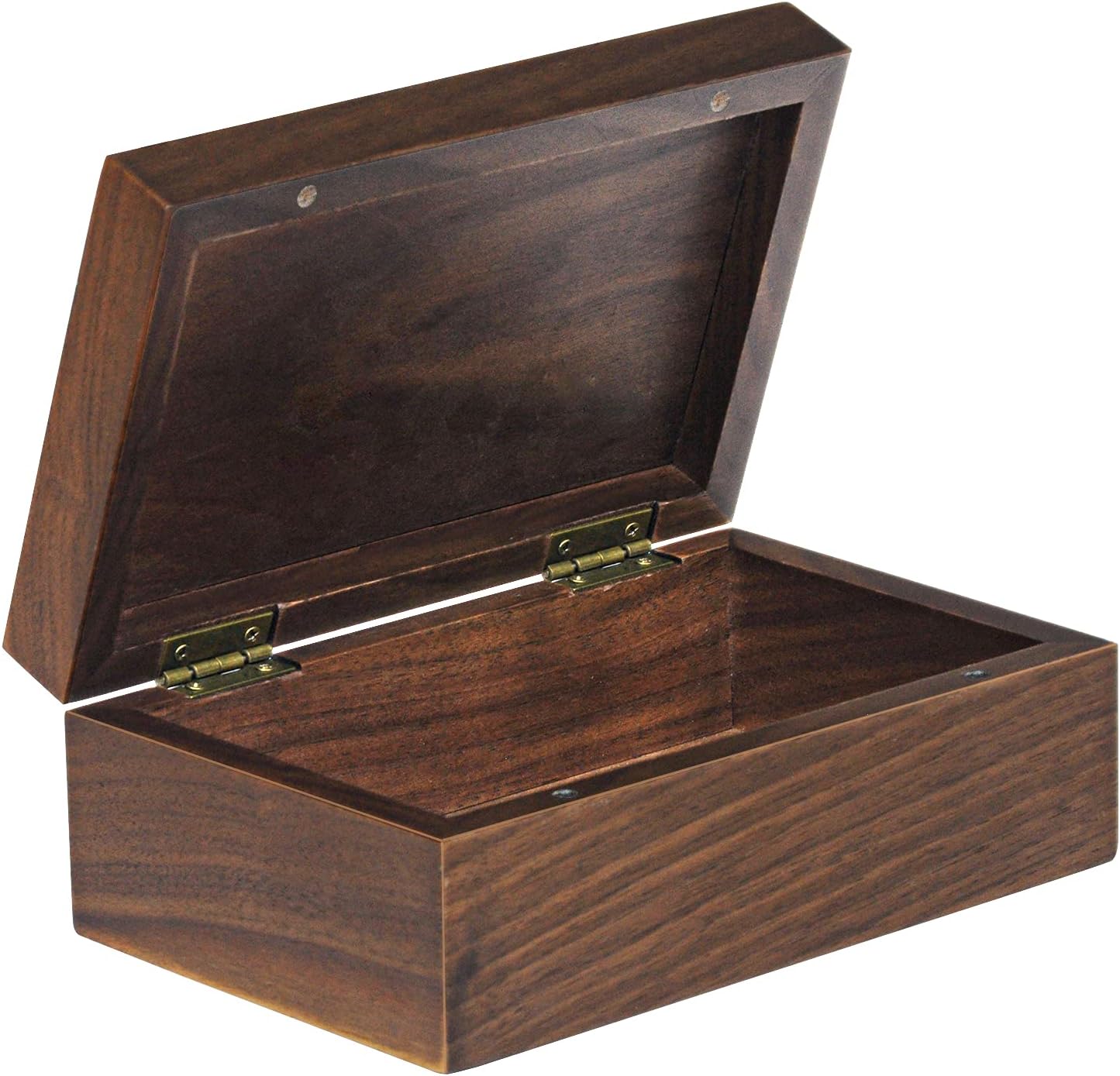 Wooden Box with Hinged Lid, EXISTING Wood Storage Memory Keepsake - Store Jewelry, Keepsakes, Trinkets and Treasure in Decorative Jewelry Small Walnut Box, 6.73 x 4.37 x 2.64 inch