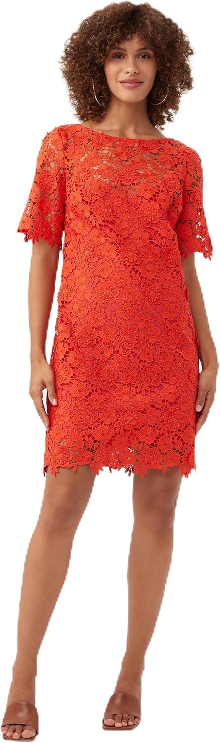 Trina Turk Womens Floral Lace Sheath Dress