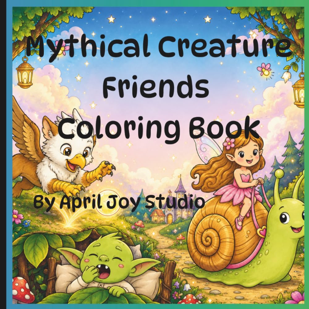 Mythical Creature Friends Coloring Book: Cute Fantasy Coloring Pages with Dragons, Unicorns, Griffins, Fairies, Mermaids & More
