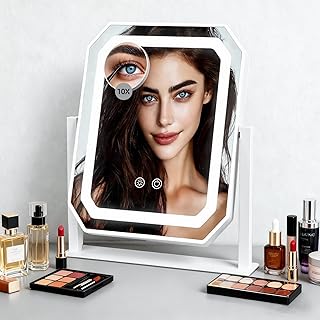 Espejo de maquillaje iluminado, 3 colores par...