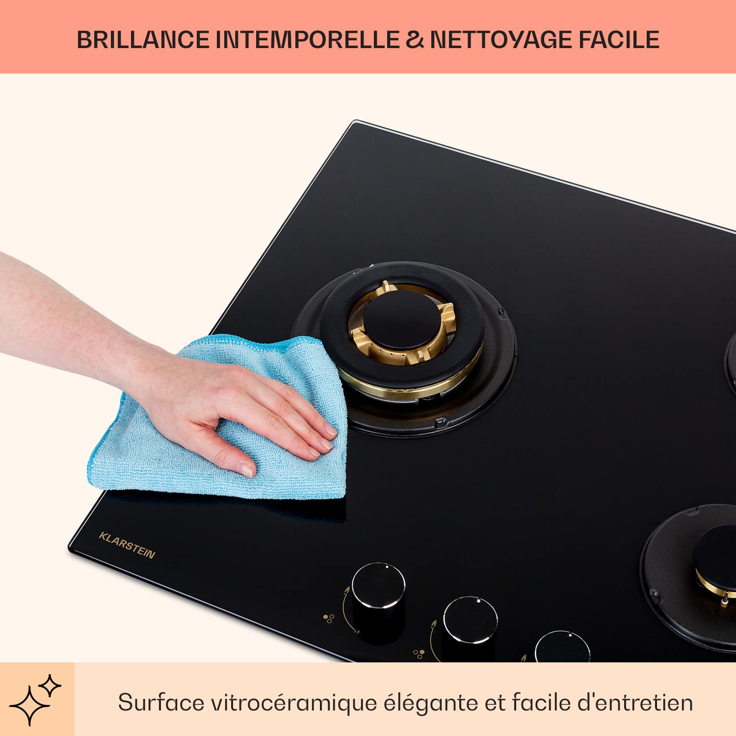 Klarstein Tables de Cuisson à Gaz, Plaque de Cuisson Gaz à 3 Brûleurs, Table de Electrique à 3 Feux de 6200W, Cuisiniere Gaziniere avec Brûleurs en Acier Inoxydable, Cuisinières GPL