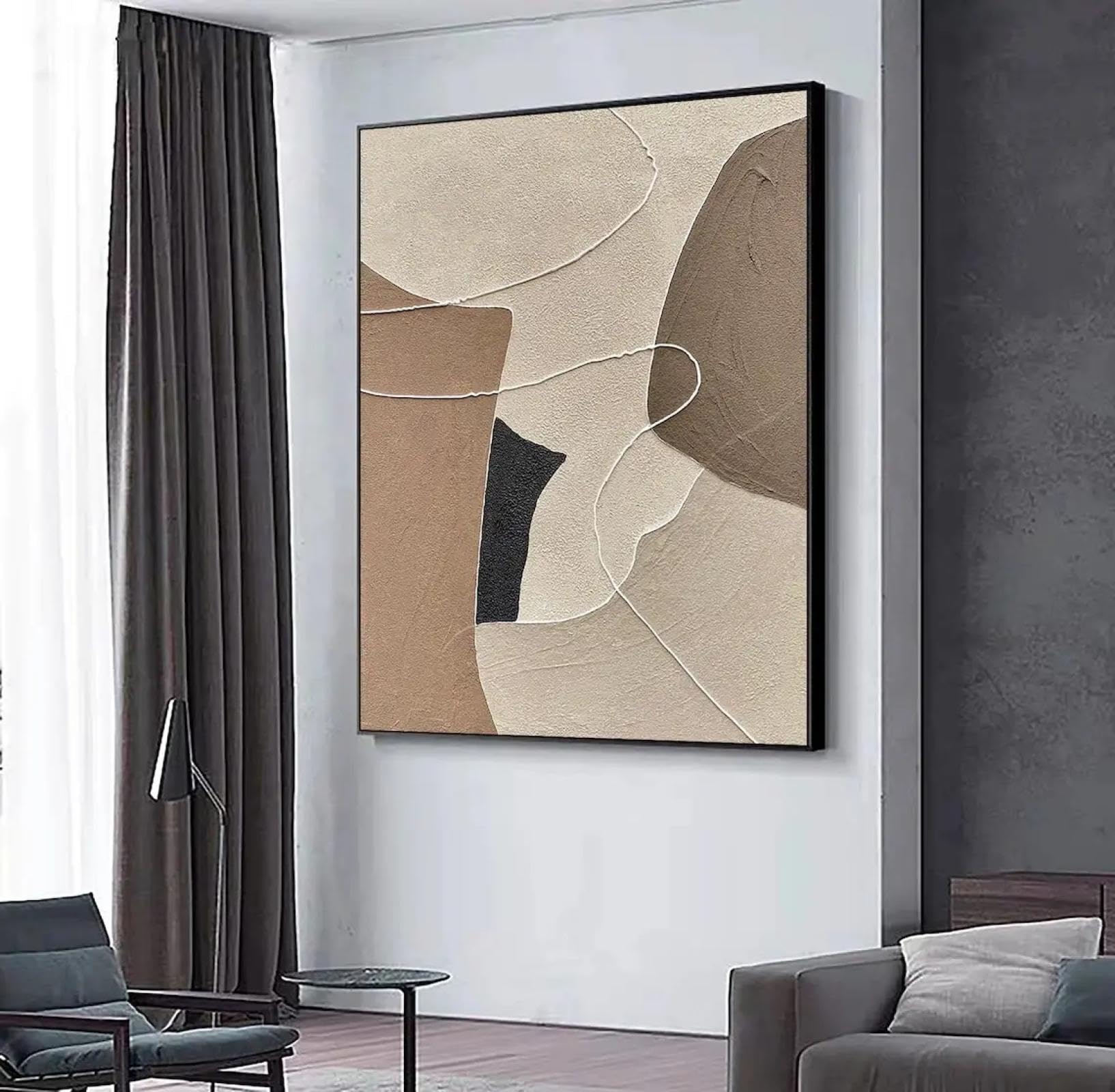 KQZVCU Abstract Goud Beige Canvas Schilderij Muurkunst Abstract voor Woonkamer Muurdecoratie Moderne Kunst Grijs Goud Foto's 80x60cm Lijstloos