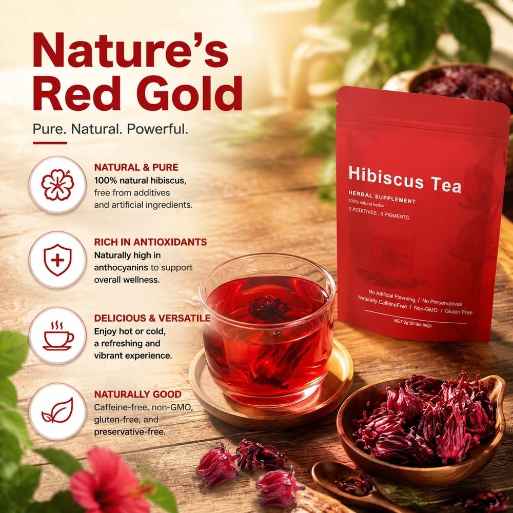 Naturalna suszona ziołowa herbata bezkofeinowa z owoców hibiskusa | Bezglutenowa kwaśna herbata kwiatowa do relaksujących łyków przez cały(3pcs)