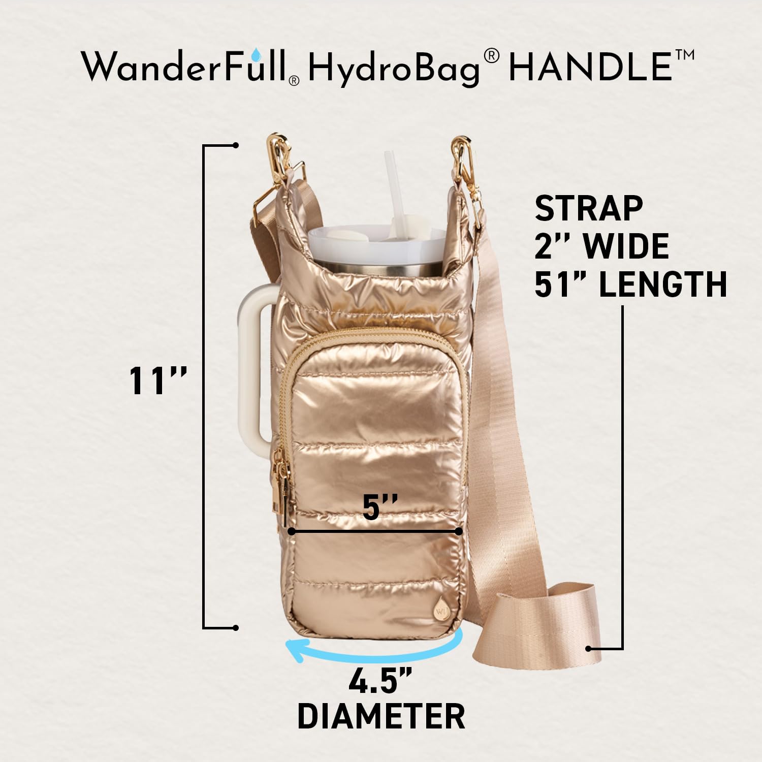 WanderFull Manico Hydrobag oro con finiture in pelle vegana