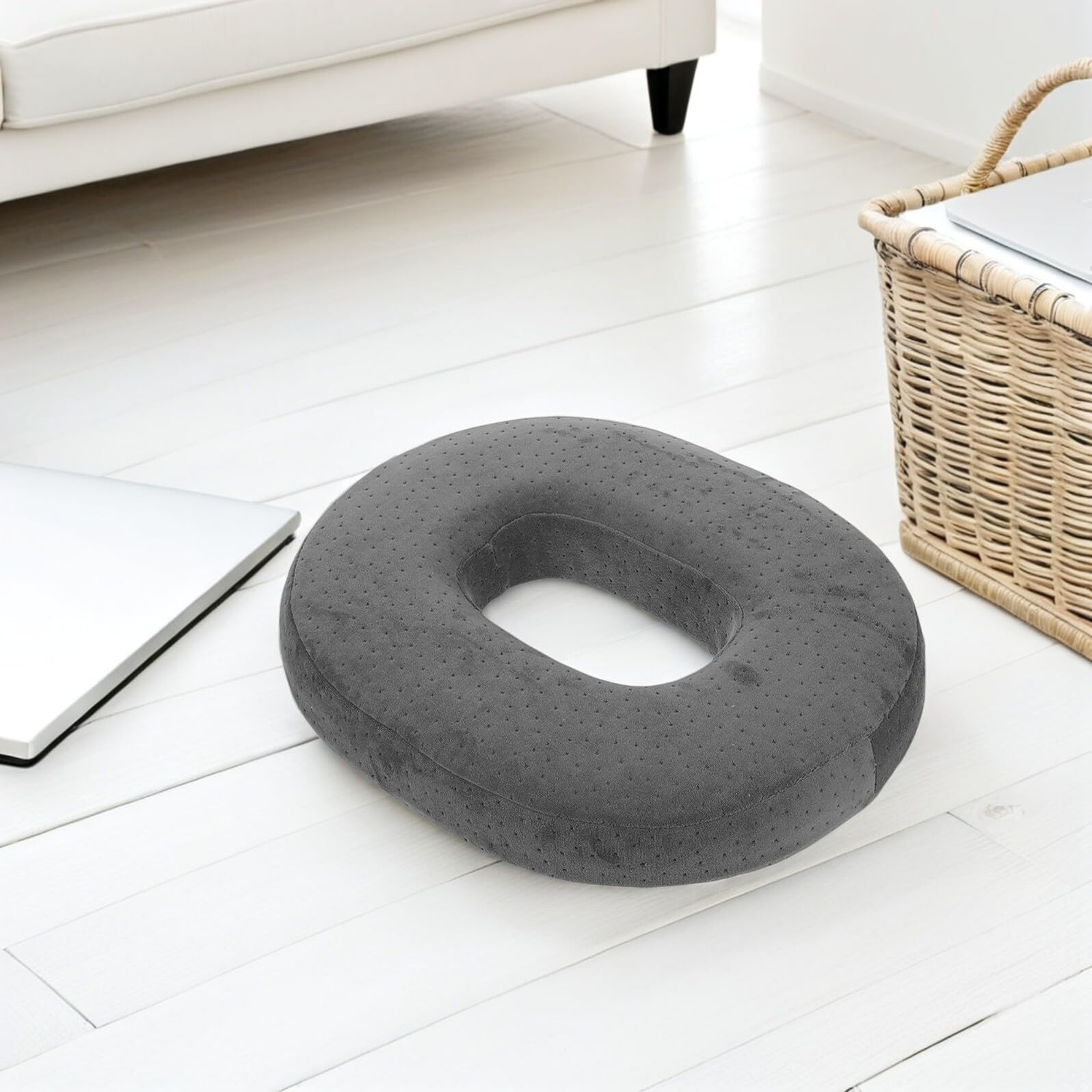 Cojín de Espuma Viscoelástica Ergonómico para Asiento Diseño Anillo Ovalado para Coxis Funda Transpirable y Soporte Extra para Oficina Silla de Ruedas y Viaje