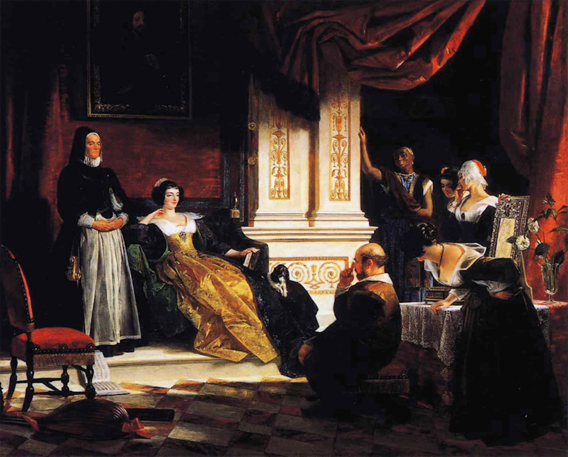 Artxlxxbn No Frame Famous Prints Artwork Pictures Poster Painting Art Sancho Panza In The Apartments Of The Duchess By Charles Robert Leslie Artwork Landscape Pictures For Home Decor 60X90cm