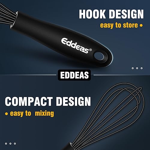 Miniatura 8 de Mini batidor de silicona, batidores pequeños antiadherentes, juego de 2 batidores (5.5 pulgadas y 7.5 pulgadas), resistentes al calor (450 F),