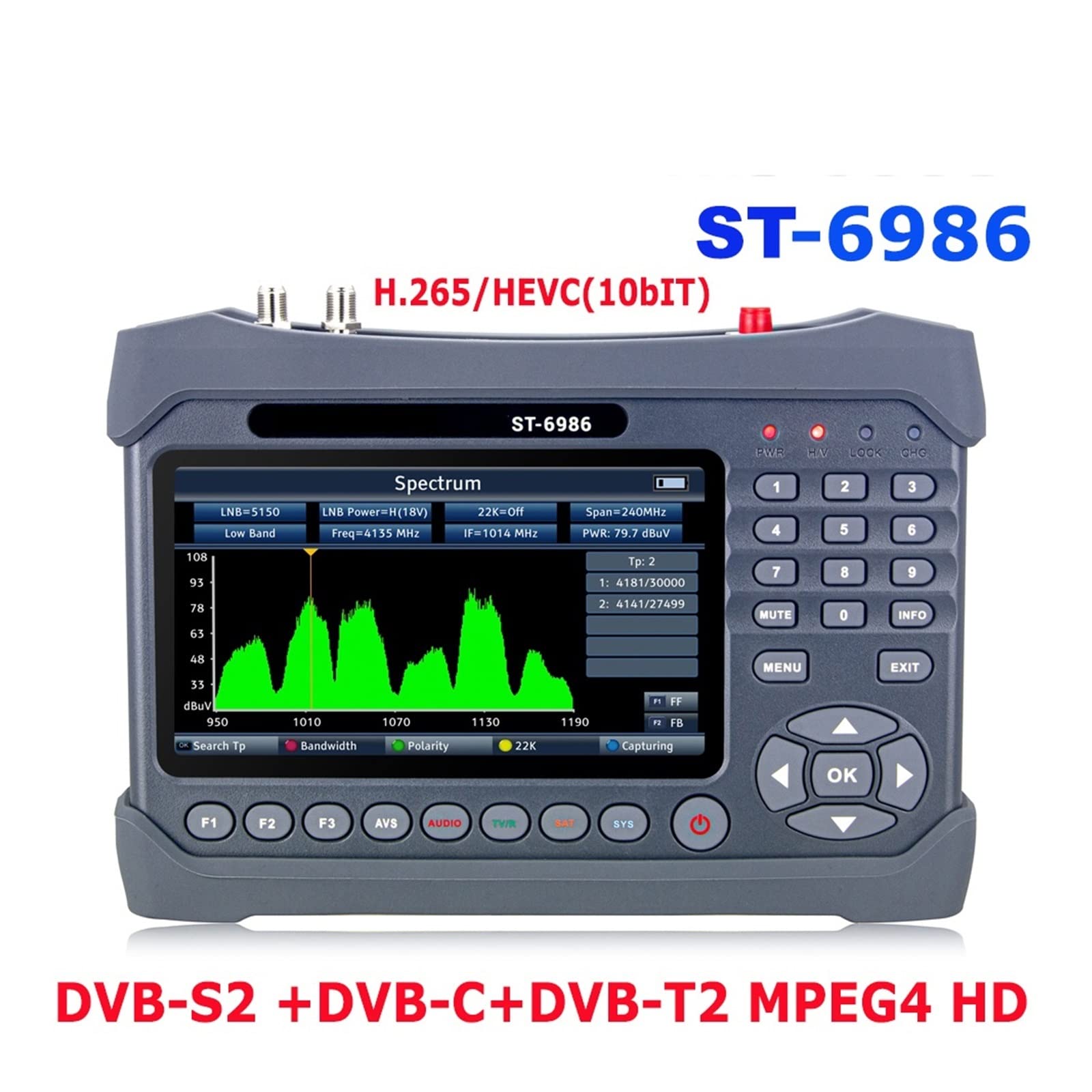ST-6986 PRO DVB-S2/S, DVB-T/T2, DVB-C ST6986 Misuratore H.265 Hevc a 10 bit con tester for fibra ottica ST 6986 Vs WS-6980 ST-5150, Localizzatore satellitare