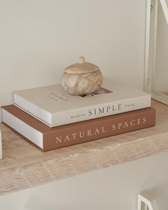 ZICOTO Beautiful Decorative Books Set of 2 for Your Coffee Table & Shelf | Aesthetic Modern Home Decoration Boxes for Your Bookshelf & Mantel Decor - Fake/Faux Books as Photo Storage or Keepsake Box