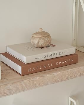 ZICOTO Beautiful Decorative Books Set of 2 for Your Coffee Table & Shelf | Aesthetic Modern Home Decoration Boxes for Your Bookshelf & Mantel Decor - Fake/Faux Books as Photo Storage or Keepsake Box