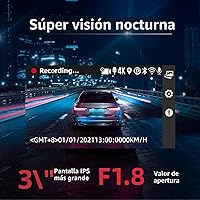 Vista 6 de Miofive Dash Cam - Cámara delantera y trasera para automóvil, 4K+4K, WiFi, Bluetooth, con tarjeta SD de 64 GB, cámara dual para auto con monitoreo