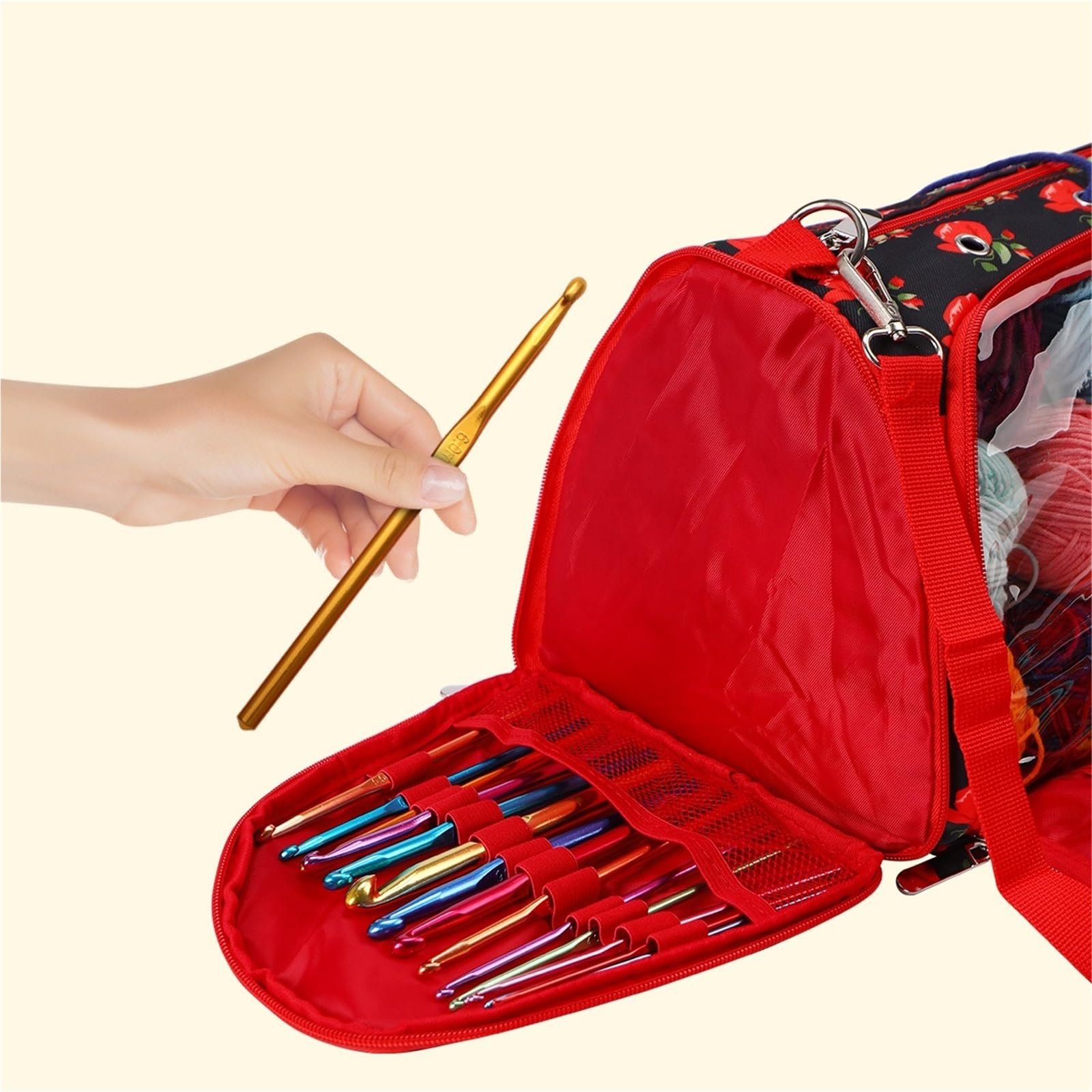 projekttasche für strickzeug Yarn Storage Bag Empty Wool Crochet Waterproof Hooks Diagonal Package Sewing Organizer Knitting für Wolle und Strickzubehör(Color 6)
