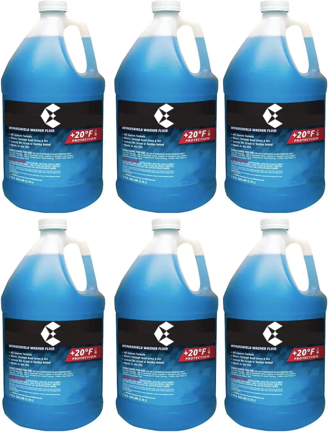 6 Pack Blue Windshield Washer Fluid Summer Blend Good Until +20* Fahrenheit