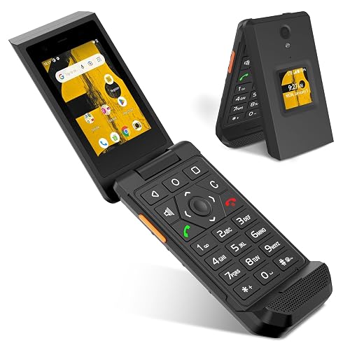 S22 Rugged Flip Phone Unlocked (16GB) 2.8" Touchscreen Smart Cell Phone Android 11, IP68 Water Resistant, 4G LTE GSM Single Sim (Black)