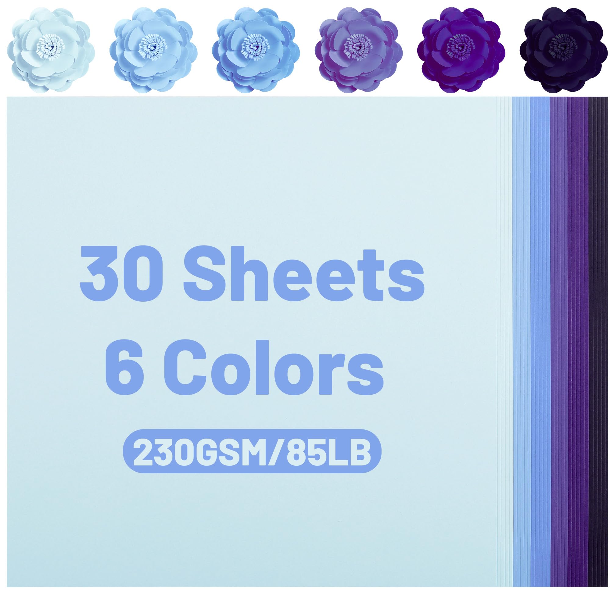 12"x12" Blue Tones Cardstock 30 Sheets 230gsm/85lb 7 Colours Card Paper