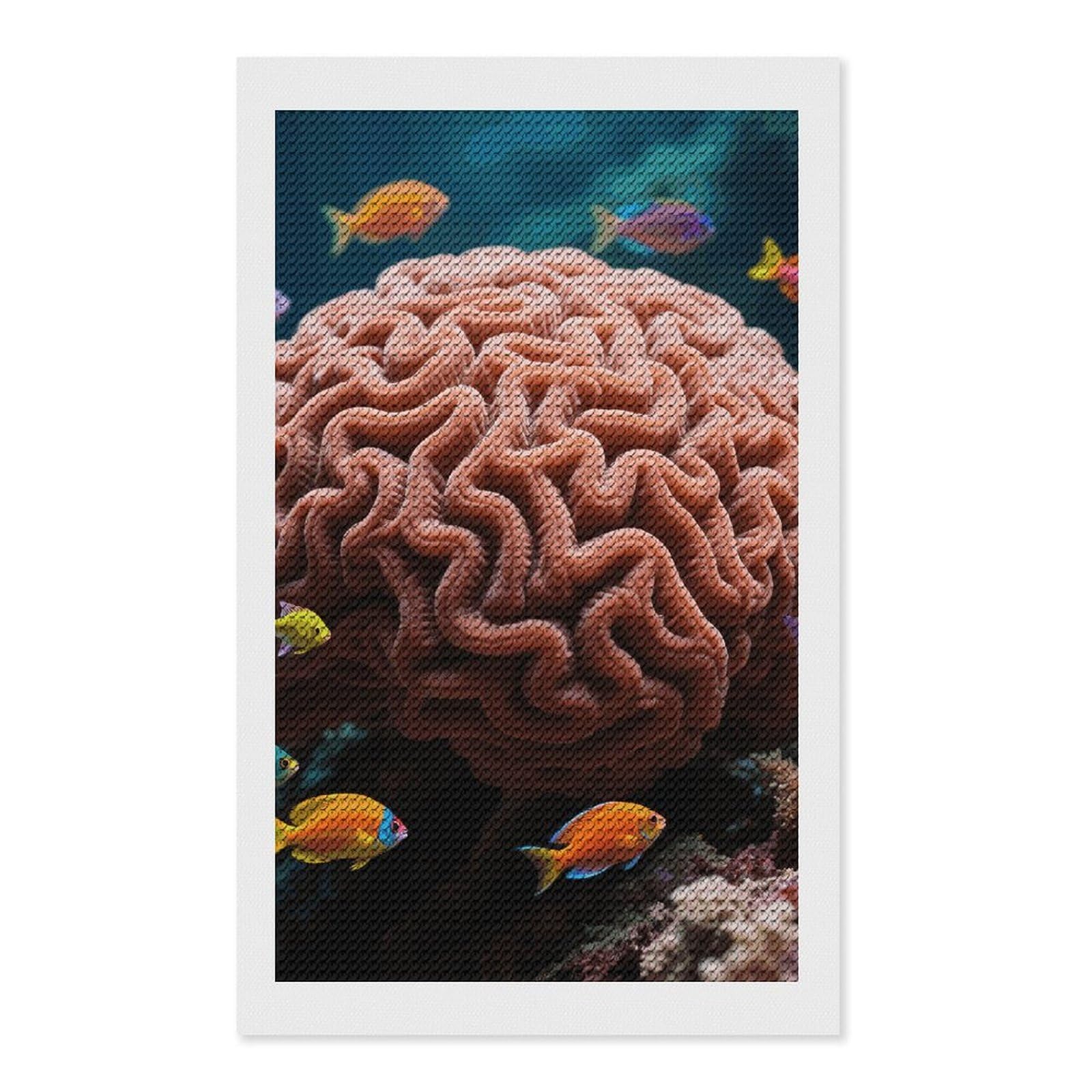 FodPand BrainCoral 5D Diamond Painting Kits for Adults Beginners Full Drill Round Diamond Dots Pictures Gem Art Supplies for Home Wall Room Decoration DIY Craft Set Gift 12x20