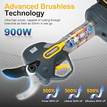 50mm 2-in-1 Cordless Pole Pruner for Thick Branch Cutting | Electric Secateurs With 2.5m Reach For High Branch Pruning, Tree Care And Garden Maintenance Without Using A Ladder