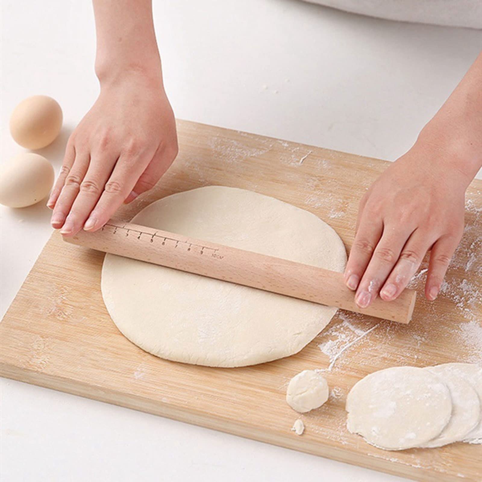 Rodillo para Hornear Fideos Pizza Pastel Masa pastelería Rodillo 16 cm/25 cm/30 cm Rodillo de Madera con Escala Galletas Herramienta para Hornear Galletas Rodillo Antiadherente