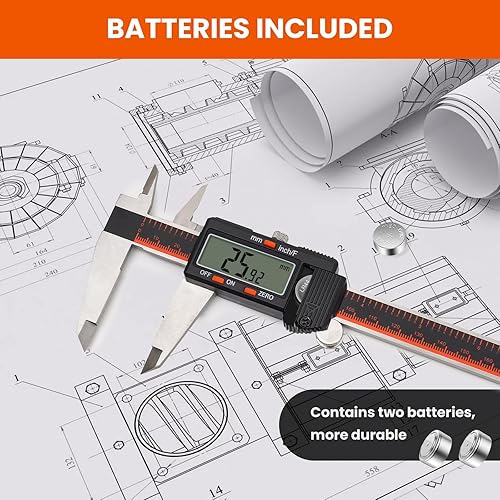 Miniatura 30 de HARDELL Calibre digital, herramienta de medición de calibre de acero inoxidable de 6 pulgadas con pantalla LCD grande, calibrador micrómetro