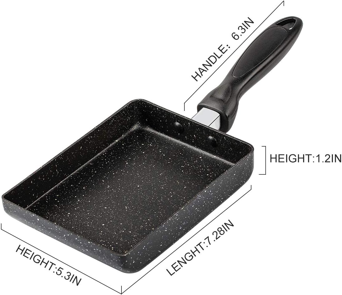 Amazon Com Egg Omelette Pan Tamagoyaki Japanese Square Pan Non Stick Ceramic Coating Mini Frying Cooker With Anti Scalding Handle Gas Stove And Induction Hob Compatible Dishwasher Safe Black 5 37 28 In Home Kitchen