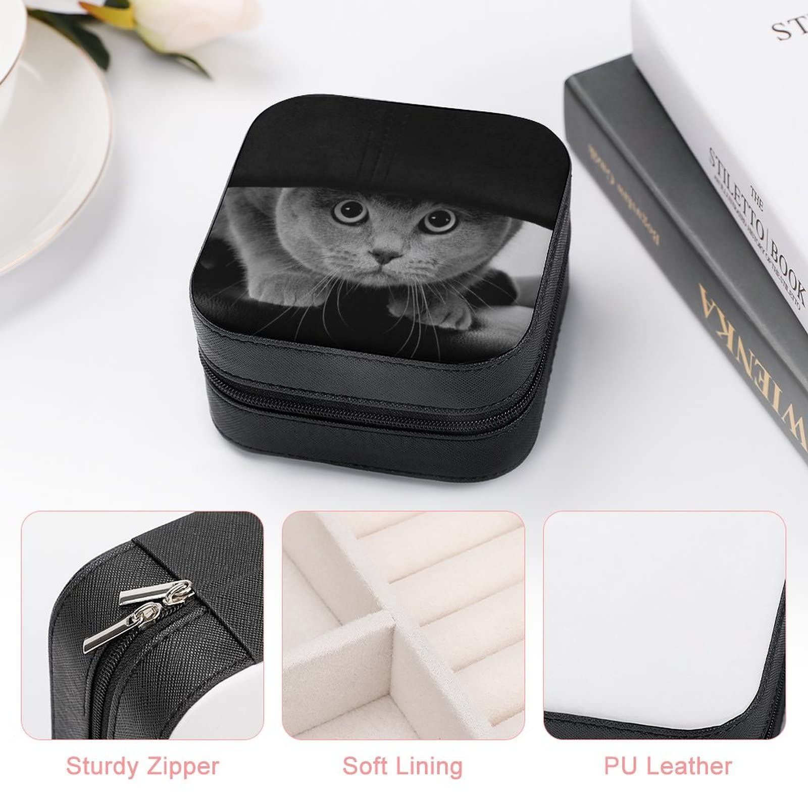 Amazon.co.jp: ネコ 猫 猫柄 可愛い ジュエリーボックス 携帯用