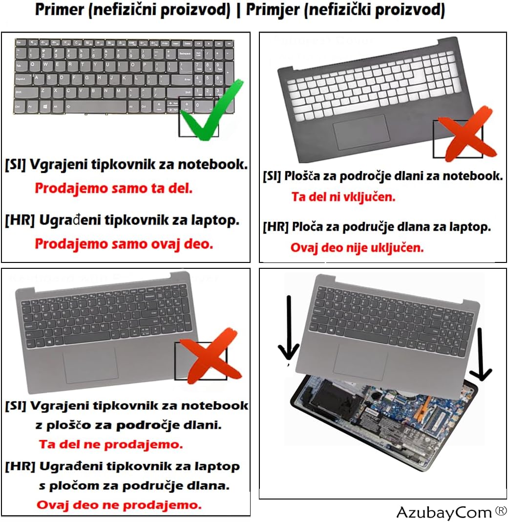 Laptop Replacement Keyboard for Lenovo IdeaPad/Flex 5-14ALC05 5-14ARE05 5-14IIL05 5-14ITL05 PR4SB Backlit Without Frame (Slovenian Croatian QWERTZ ČĆĐŠŽ, Backlit, Gray)