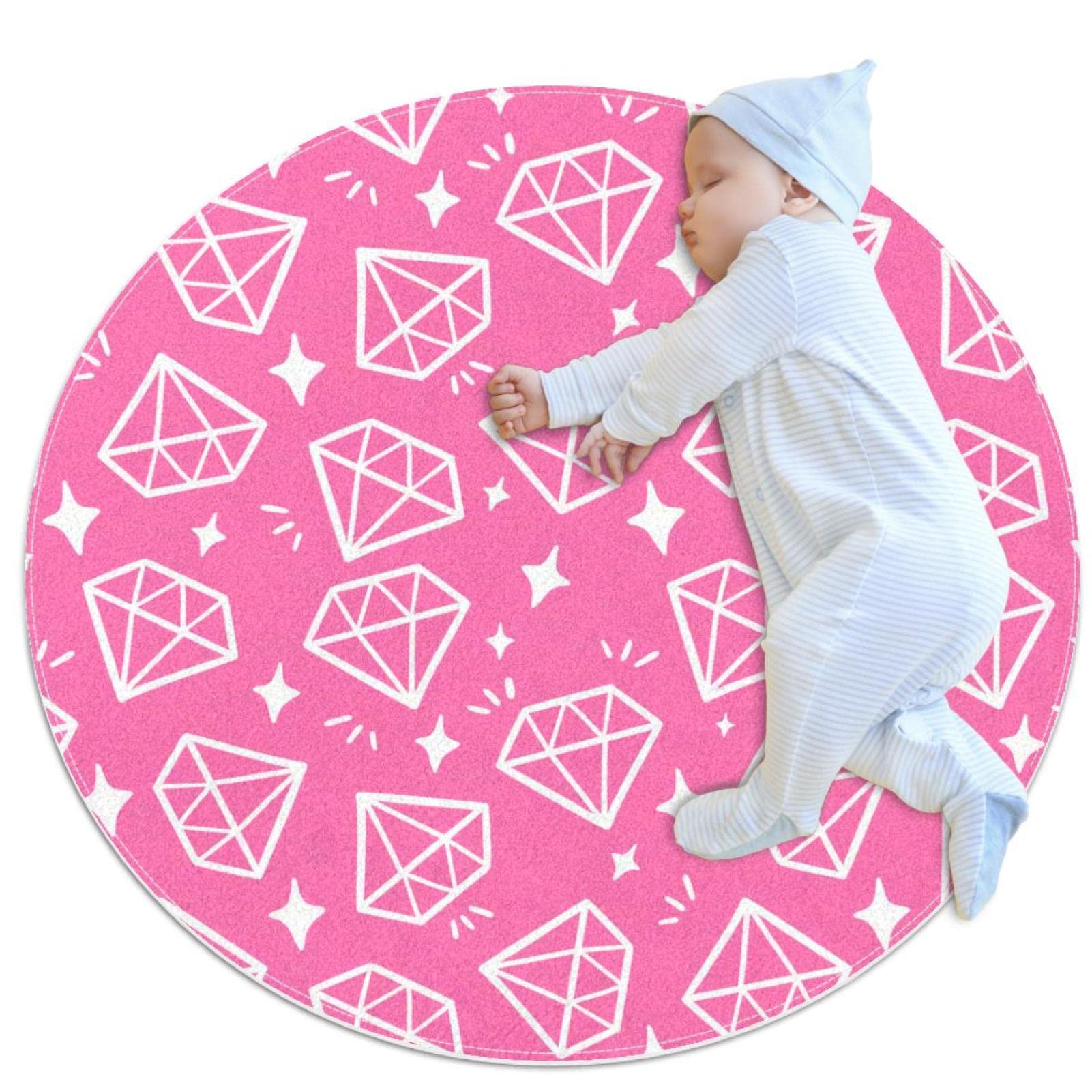 Tapis de jeu enfants lavable rond 80x80cm pour protéger les petits du sol froid
