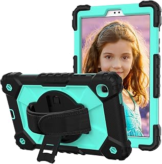Kowauri Case for Galaxy Tab A7 Lite SM-T220/T225,Heavy Duty Rugged Drop Proof Shockproof Cover Case with Stand Hand Strap Shoulder Strap for Samsung Galaxy Tab A7 Lite 8.7 inch 2021 (Black Mint)