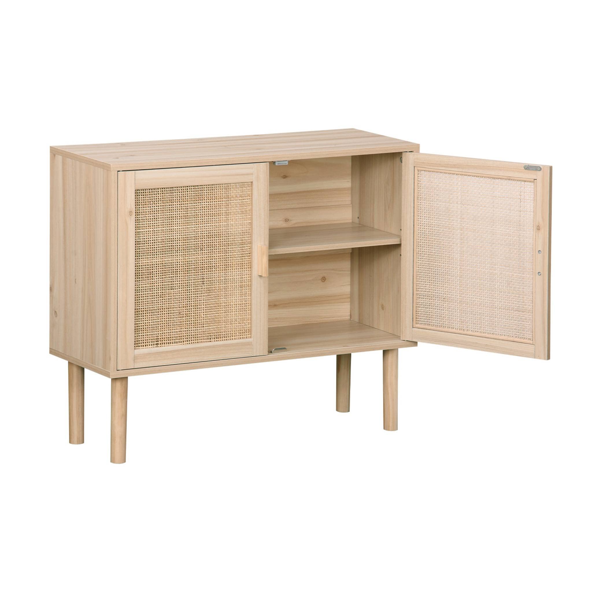 Alice's Home - Buffet en décor Bois et cannage - Camargue - 2 Portes. Buffet Bas. 80x30x68cm