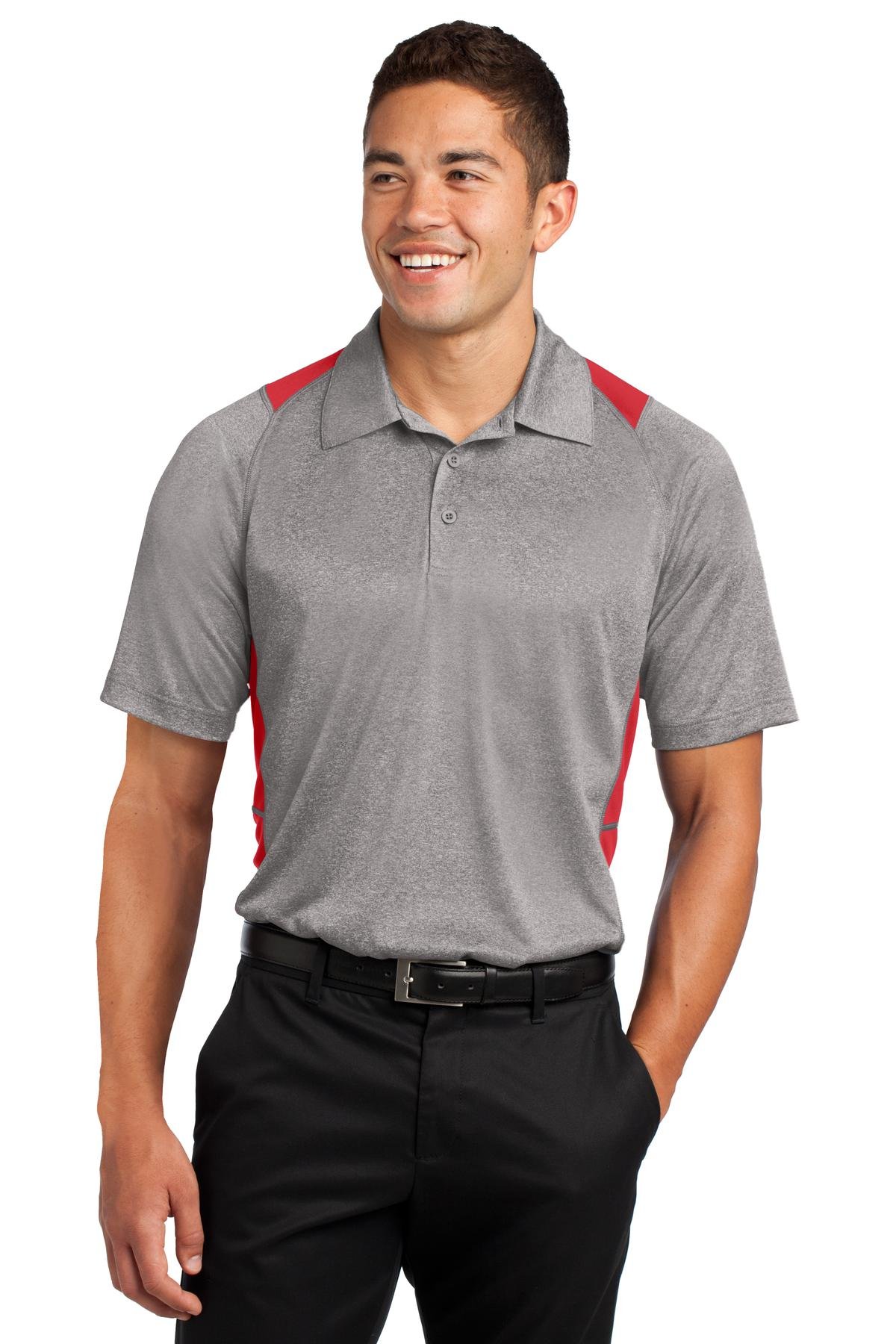 SPORT-TEK Unisex Heather Colorblock Contender Polo | Short Sleeve Collared Shirt for Men & Women, Casual Fit Top for Work, Tennis & Golf