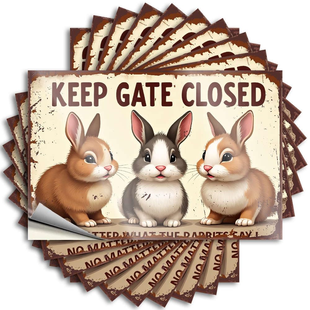 Cute Bathroom Decor Cheap Decals - Keep Gate Closed. No Matter What The Rabbits Say! Removable Decal Garage Easy Peel for Coffee(8X12CM)